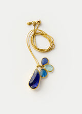 18kt Gold Mixed Blues Cluster on Cord