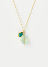18kt Gold Aquamarine & Blue Tourmaline Amulets on Cord