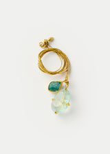18kt Gold Aquamarine & Blue Tourmaline Amulets on Cord
