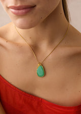 18kt Gold Chrysoprase & Flamingo Amulets on Cord