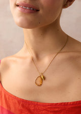18kt gold Citrine & Seashell Amulets on Cord