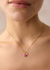 18kt Gold Ruby & Flower Amulets on Cord