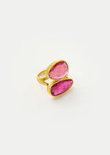 18kt Gold Pink Agra Pink Tourmaline Double Greek Ring