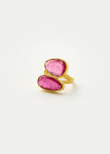 18kt Gold Pink Agra Pink Tourmaline Double Greek Ring