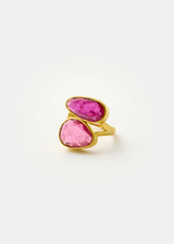 18kt Gold Pink Agra Pink Tourmaline Double Greek Ring