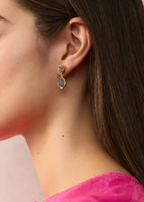 18kt Gold Cerulean Aquamarine Double Drop Studs