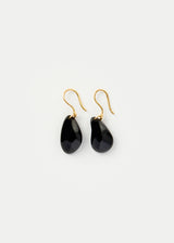 18kt Gold Night Tumbled Black Onyx Single Drop Earrings