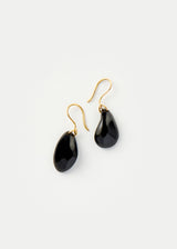 18kt Gold Night Tumbled Black Onyx Single Drop Earrings