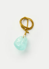 18kt Gold Cerulean Aquamarine Drill & Loop Amulet on Cord