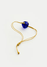 Azaz Blue Glass Single Bead Bracelet on Cord