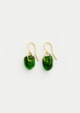 18kt Gold Azaz Green Glass Drop Earrings