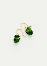 18kt Gold Azaz Green Glass Drop Earrings