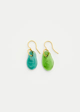 18kt Gold Azaz Two Tone Green Glass Drop Earrings