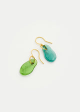 18kt Gold Azaz Two Tone Green Glass Drop Earrings