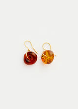 18kt Gold Azaz Two Tone Amber Glass Drop Earrings