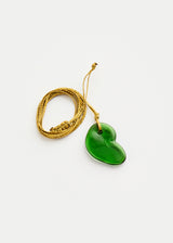 Azaz Green Glass Kidney Bead on Cord
