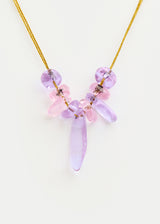 Azaz Pink & Purple Glass Multi Beaded Necklace on Cord