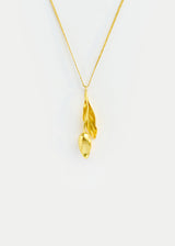 18kt Gold Flora Flower & Leaf Pendant on Cord