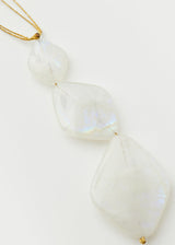 Rainbow Moonstone Archaic Three Stone Necklace on Cord