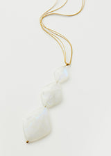 Rainbow Moonstone Archaic Three Stone Necklace on Cord