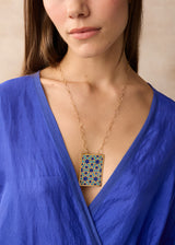 18kt Gold Vermeil PSTM Afghanistan Aryana Inlay Pendant on Chain