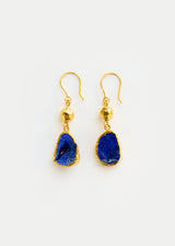 18kt Gold Vermeil PSTM Afghanistan Meena Lapis Single Drop Earrings