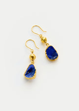 18kt Gold Vermeil PSTM Afghanistan Meena Lapis Single Drop Earrings