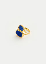 18kt Gold Vermeil PSTM Afghanistan Meena Lapis Double Greek Ring