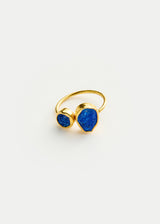18kt Gold Vermeil PSTM Afghanistan Meena Lapis Two Stone Ring