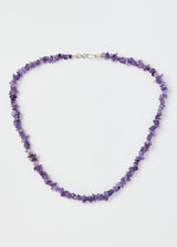 Sterling Silver Rough Amethyst Beaded Necklace