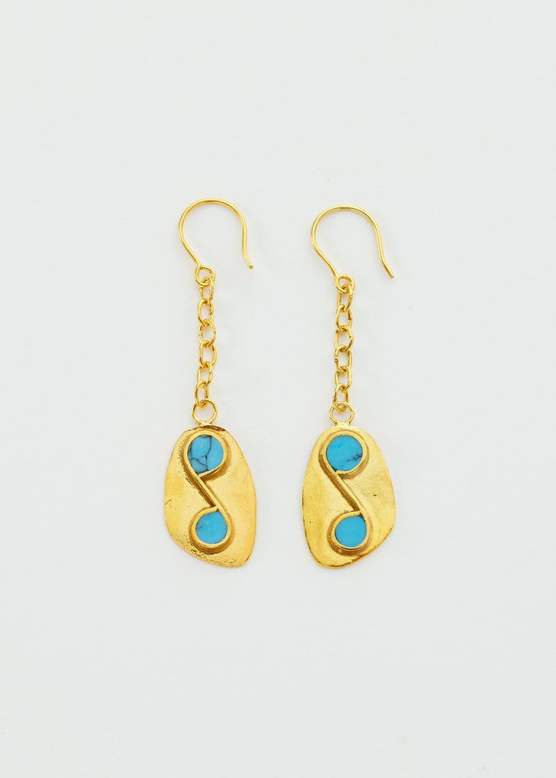 18kt Gold Vermeil PSTM Afghanistan Turquoise Malika Single Drop Earrings
