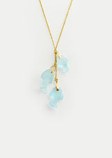 18kt Gold Aquamarine Fish Amulets on Cord