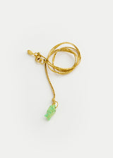 18kt Gold Green Turquoise Tiny Fish Amulet on Cord