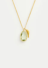 18kt Gold Green Amethyst & Fish Amulets on Cord