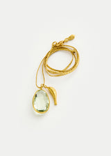 18kt Gold Green Amethyst & Fish Amulets on Cord
