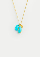 18kt Gold Hathor Turquoise & Gold Bead Cluster on Cord