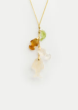 18kt Gold Rutilated Quartz, Citrine & Green Tourmaline Fish Cluster on Cord