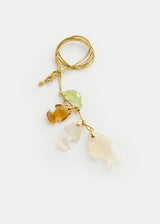 18kt Gold Rutilated Quartz, Citrine & Green Tourmaline Fish Cluster on Cord
