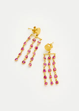 18kt Gold PSTM Myanmar Multi Drop Ruby Earrings