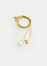 18kt Gold Rainbow Moonstone & Anemone Amulets on Cord