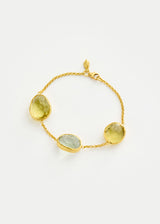 18kt Gold Carnival Lemon Quartz & Green Amethyst Three Stones Bracelet