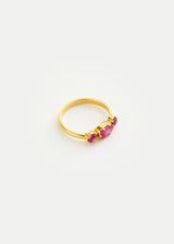 18kt Gold PSTM Myanmar Ruby Triple Stone Ring