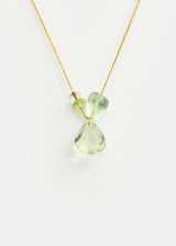 18kt Gold Green Amethyst & Aquamarine Cluster on Cord