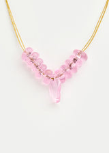 Azaz Pink Glass Multi Beaded Necklace on Cord