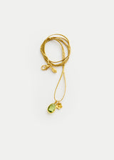 18kt Gold Peridot & Flower Amulets on Cord