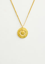 18kt Gold Cusco Circle Pendant on Cord