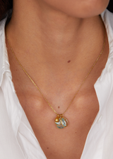 18kt Gold Aquamarine Triple Collet Set Pendant on Cord
