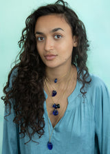 Azaz Dark Blue Round Glass Bead on Cord