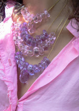 Azaz Purple Glass Multi Beaded Necklace on Cord