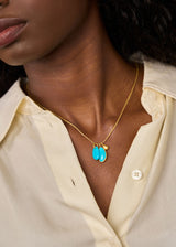 18kt Gold Hathor Turquoise & Gold Bead Cluster on Cord